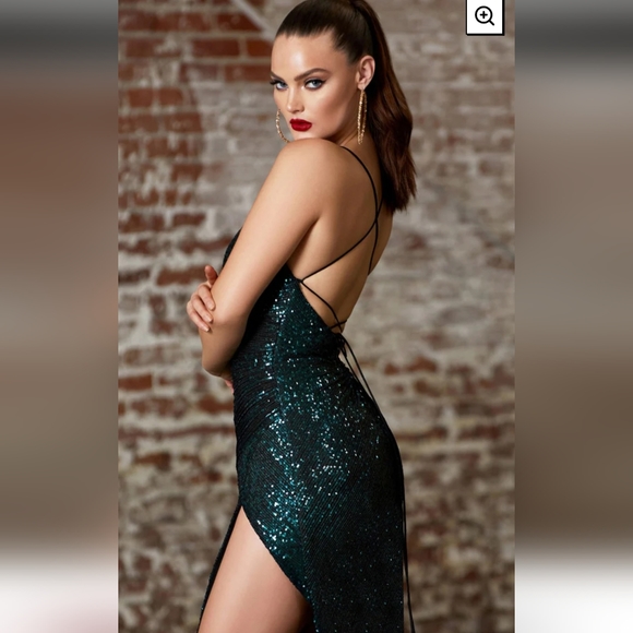 Sequin Gown - Emerald - Picture 8 of 8